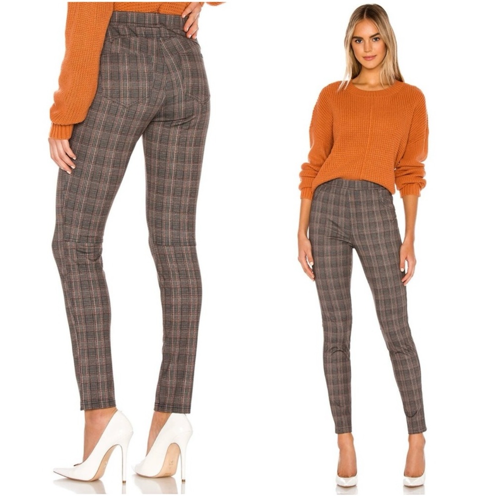 REVOLVE X SANCTUARY Plaid Stretch Jersey High Rise Slim Fit Cigarette Pants XS